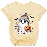 Toddler Halloween Shirt Baby Boy Girls Ghost Pumpkin Tshirts Kids Fall Spooky Season Short Sleeve Tee Tops