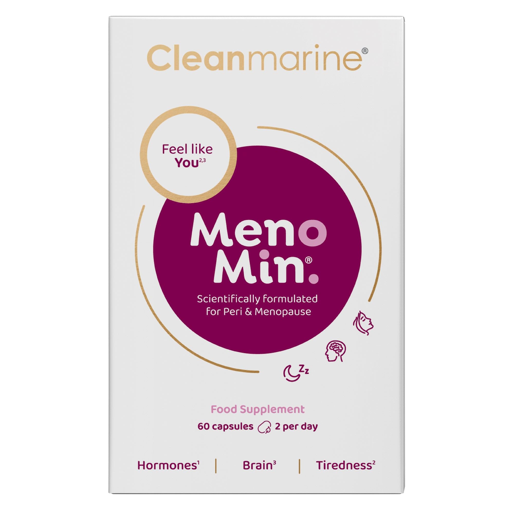 Cleanmarine Menomin | Menopause Support - for People Aged 40+ During Peri-Menopause or Menopause – Daily Nutritional Support During This Natural Life Stage so You Can Feel Like You – 60 Capsules