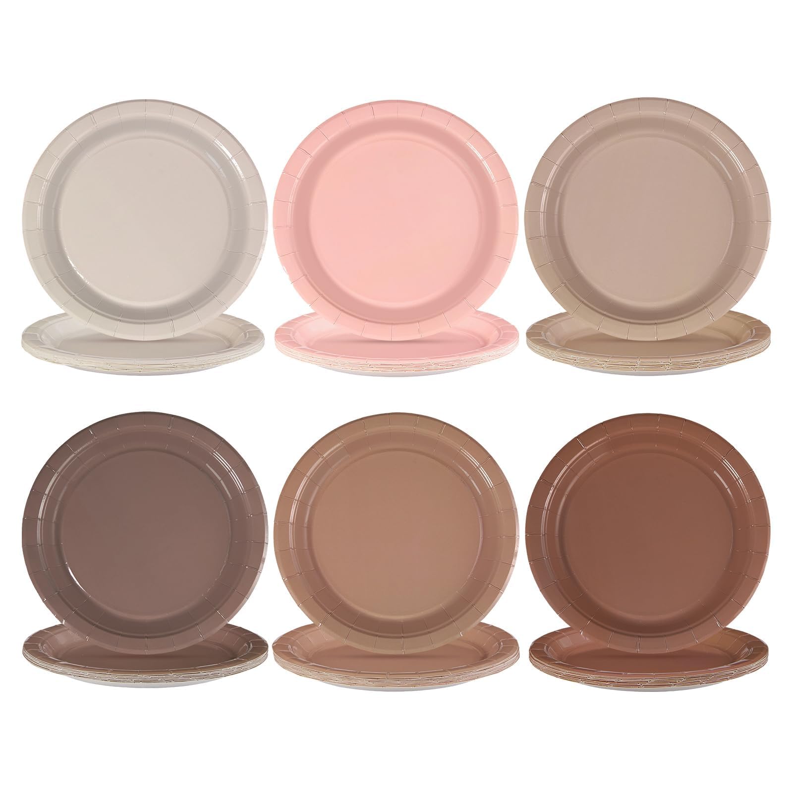 Photo 1 of 60PCS Fall Boho Party Decoration 9" Large Disposable Heavy Fall Brown Paper Plates Solid Color Neutral Gradient Brown Dessert Plate for Autumn Birthday Baby Shower Gatherings Outdoors Bridal Wedding