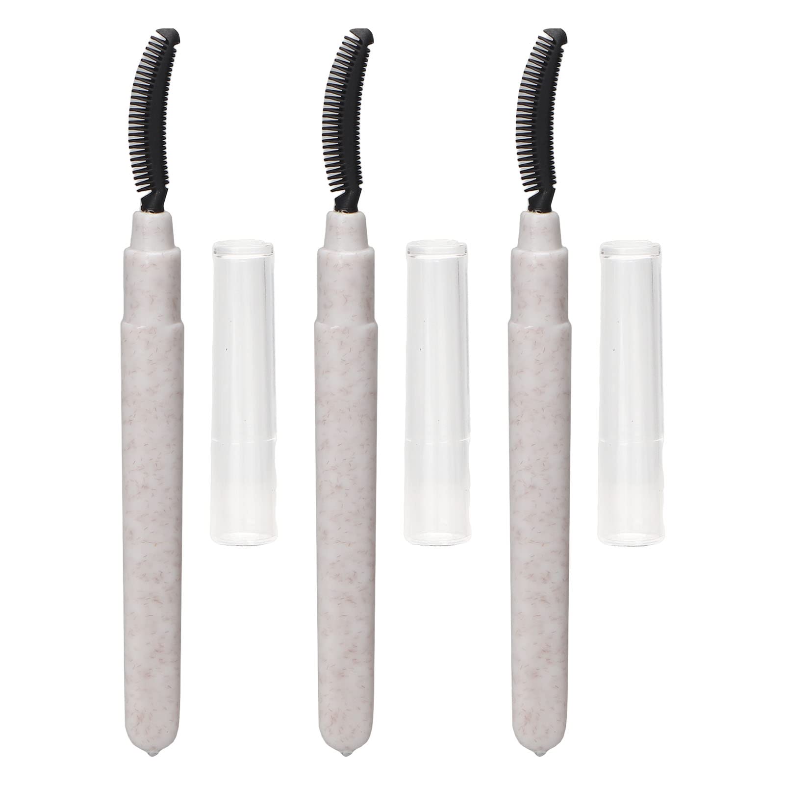 Sonew 3pcs Silicone Eyelash Mascara Brushes, Portable Eyebrow Spoolie Brush Lash Separating Brush with Dust Cover, White