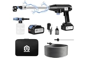 SCHTUMPA 652 PSI Cordless Pressure Washer,Portable Power Washer Gun with 21V.4.0Ah Battery and Charger, 6-in-1 Adjustable Nozzle for Car/Garden/Outdoor Cleaning 004(Adapted to Makita Battery)