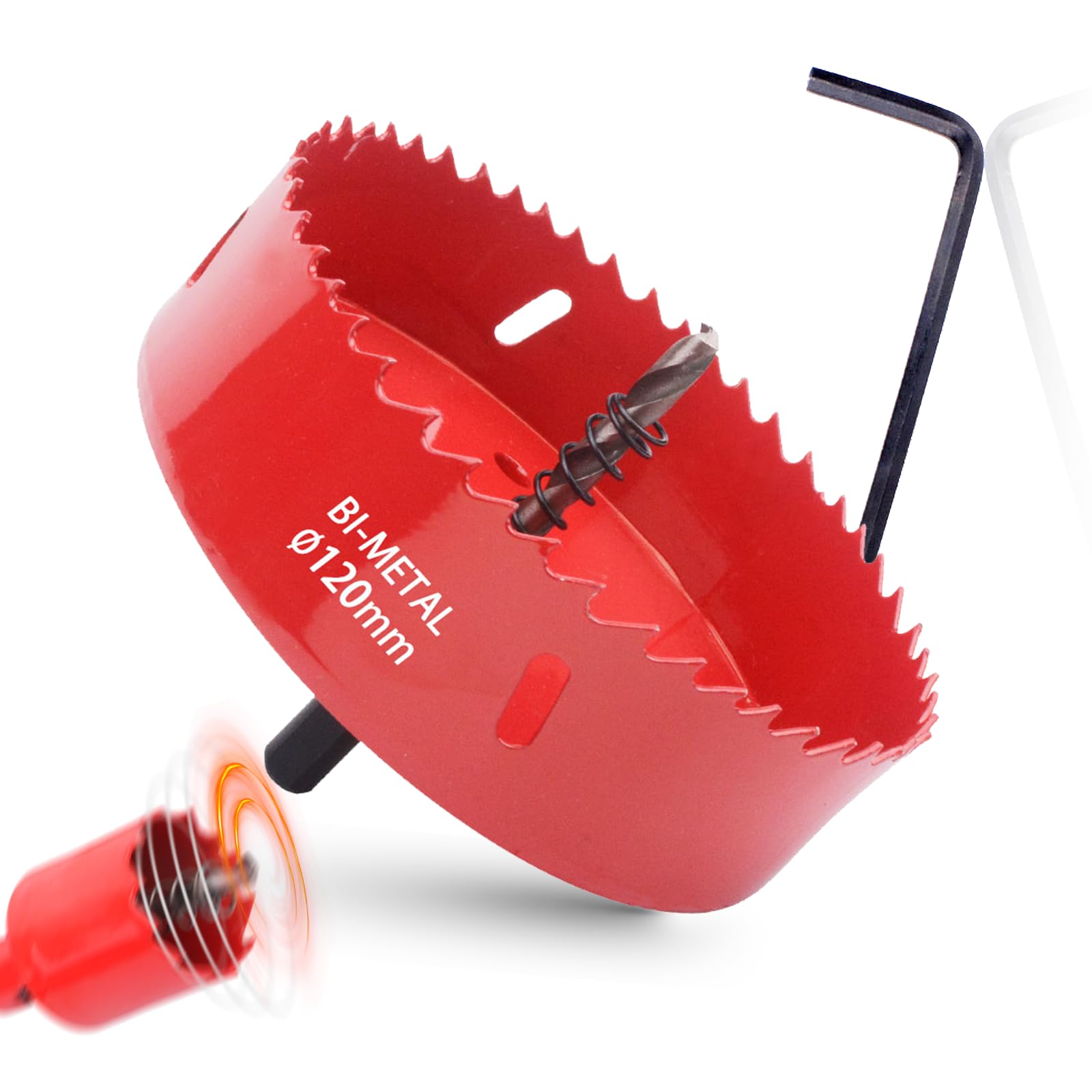 Bi-Metal Hole Saw 120mm HSS Hole Saw Drill Bit Cutting Circular Holes for Wood Plastic Drywall Plywood Thin Metal Ceiling Lights Hole Cut