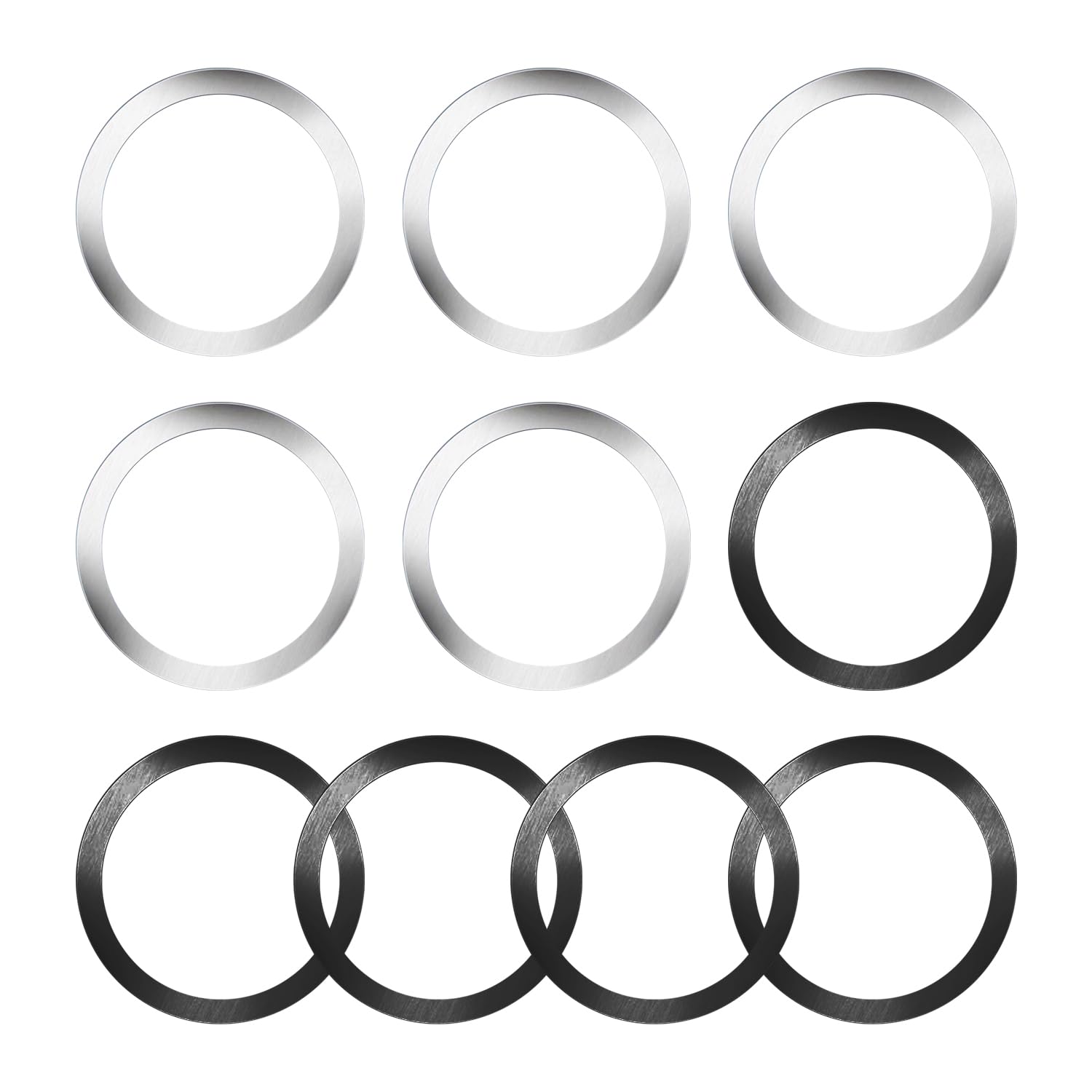 XMNIATE Metal Phone Ring Holders for Car Cases - 10 Pack Safety Plates (Silver, Black)