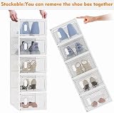 SIMPDIY 12 pcs Clear Stackable Shoe Storage Boxes with Lids UK 9.5 fit view 4
