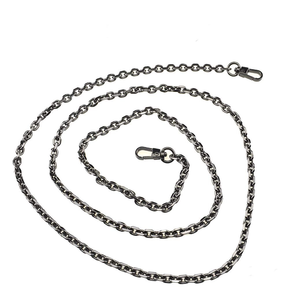 HAHIYO Mini Pochette Purse Chain Strap Thin Wide 6mm for LV Thick 2mm for Handbag Wallet Clutch Comfortable Flat Metal Strap 1 Pack Black Size: Black 51.2 Inches Length
