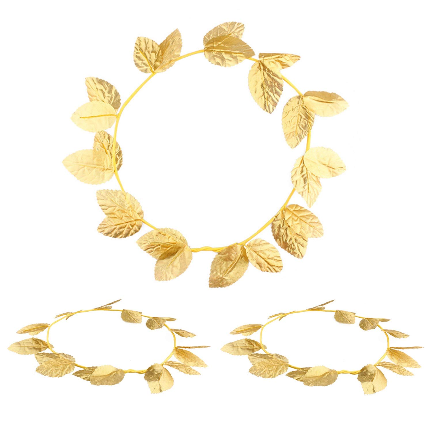 3 Pieces Roman Head Wreath Gold Leaf Crown Headpieces Roman Leaf Headdress for Cosplay Role Playing Masquerade Accessories