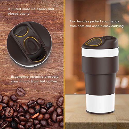 Jerrybox Foldable Mug with Screw Top Lid Coffee to go Mug