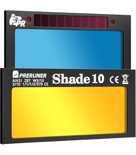 Gold Shade 10 2x4 1/4 Auto Darkening Welding Lens, Cool Blue