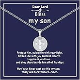 72ore Gifts for Son Necklace Silver Cross Stainless Steel Coin Necklace for Men Inspirational Birthday Jewelry Gifts for Son Adult