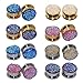 Longbeauty Piece Stainless Steel Sparkling Glitter Flesh Tunnel Flared Ear Expander Screw Plugs