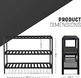 KEPLIN Natural Bamboo Shoe Rack 3 Tier 70x55x25cm Black view 3