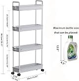 SOLEJAZZ 4-Tier Slim Storage Cart with 4 Wheels Grey Plastic Organizer view 2