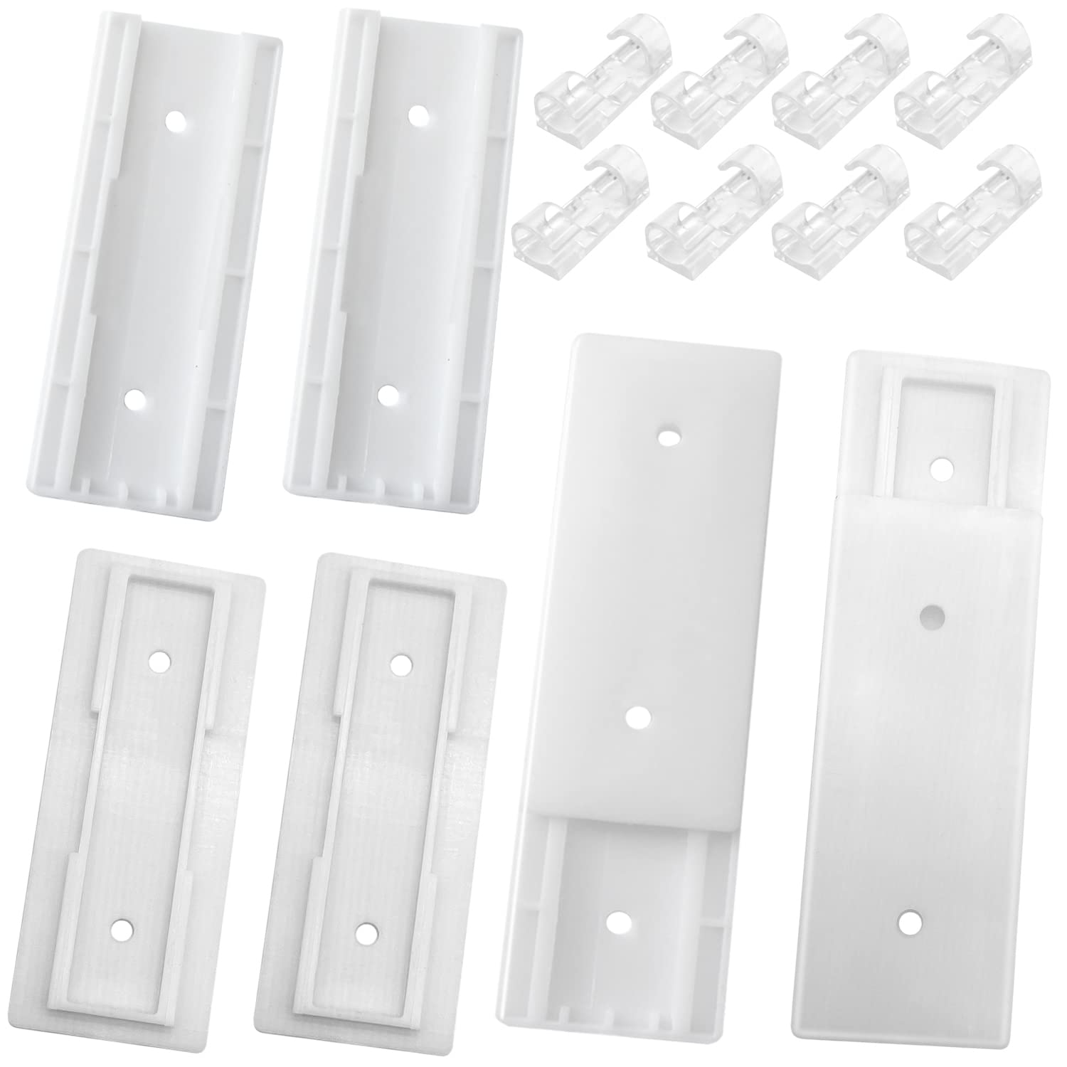 Photo 1 of ACKLLR 4 Pack Self Adhesive Power Strip Holder Fixator Wall Mount Plug-in Socket Fixer Bracket Stand with 16 Pcs Cable Organizer Clips Clear for Remote Control Router Desk Computer Kitchen Home Office