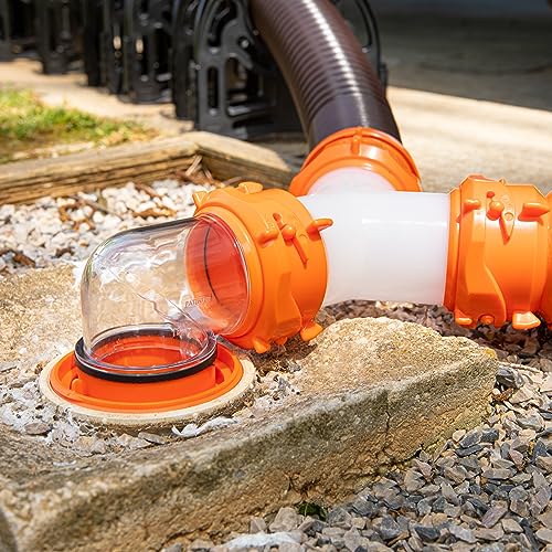 Camco RhinoFLEX Camper/RV Wye Sewer Hose Fitting | Features 360-Degree Swivel Ends & Built-In Gaskets for Odor Tight Connection | Allows for 2 Sewer Hoses to Connect to the Same Dump Station (39812) , Orange