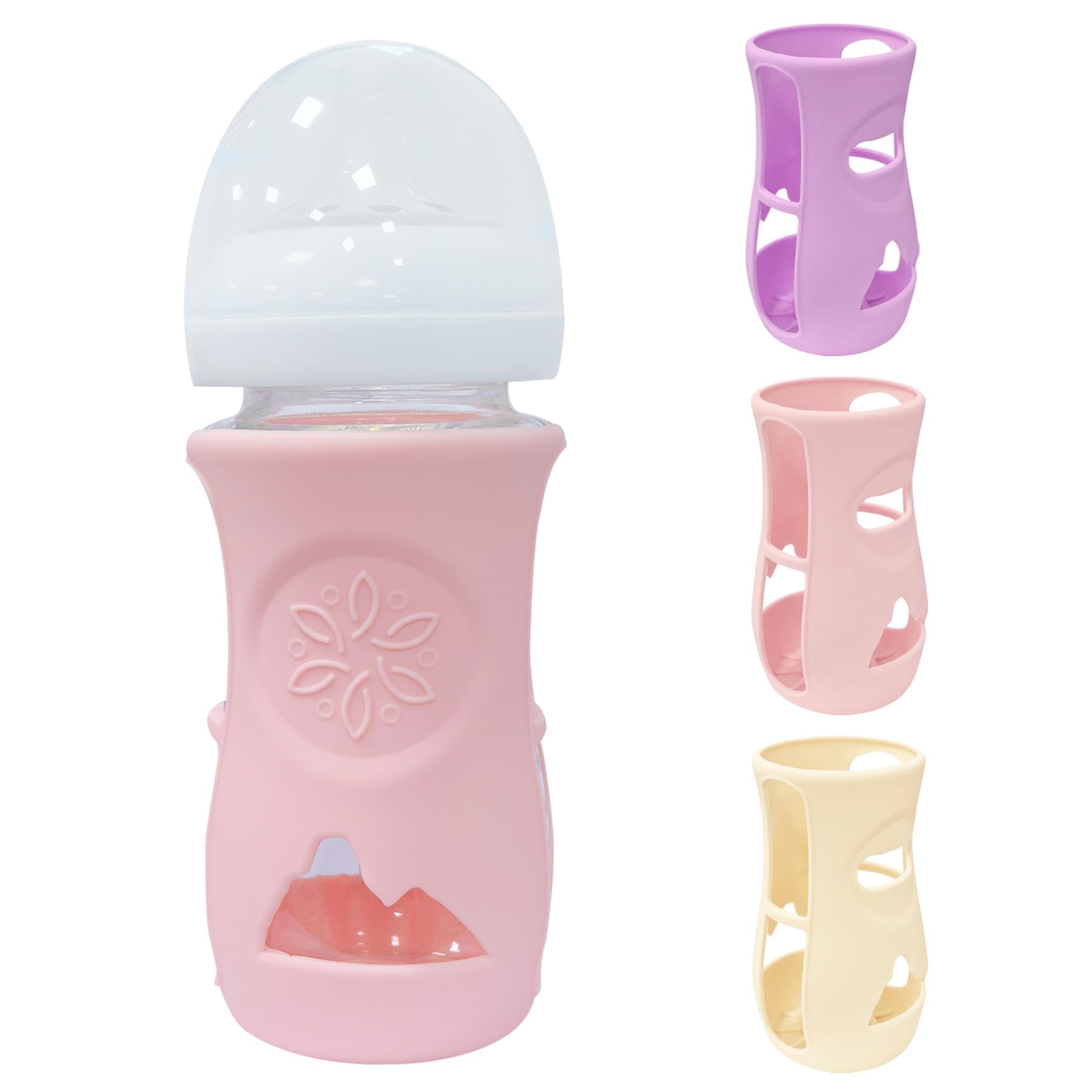 Photo 1 of 3 Pack Glass Baby Bottle Sleeve for Philips Avent Glass Bottles, Anti Breakage Bottle Holder for Baby for Philips Avent Glass Bottle 8 oz (3, Pink + Purple + Beige, 8 oz)