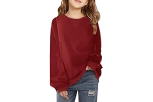 Haloumoning Girls Casual Crewneck Sweatshirts Kids Long Sleeve Oversized Fashion Pullover Tops 5-14 years