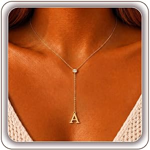 14K Gold Plated Initial Y Necklace for Women,CZ Letter Lariat Necklace | Dainty Long Necklace Y-Shaped Drop Letter Pendant Ad