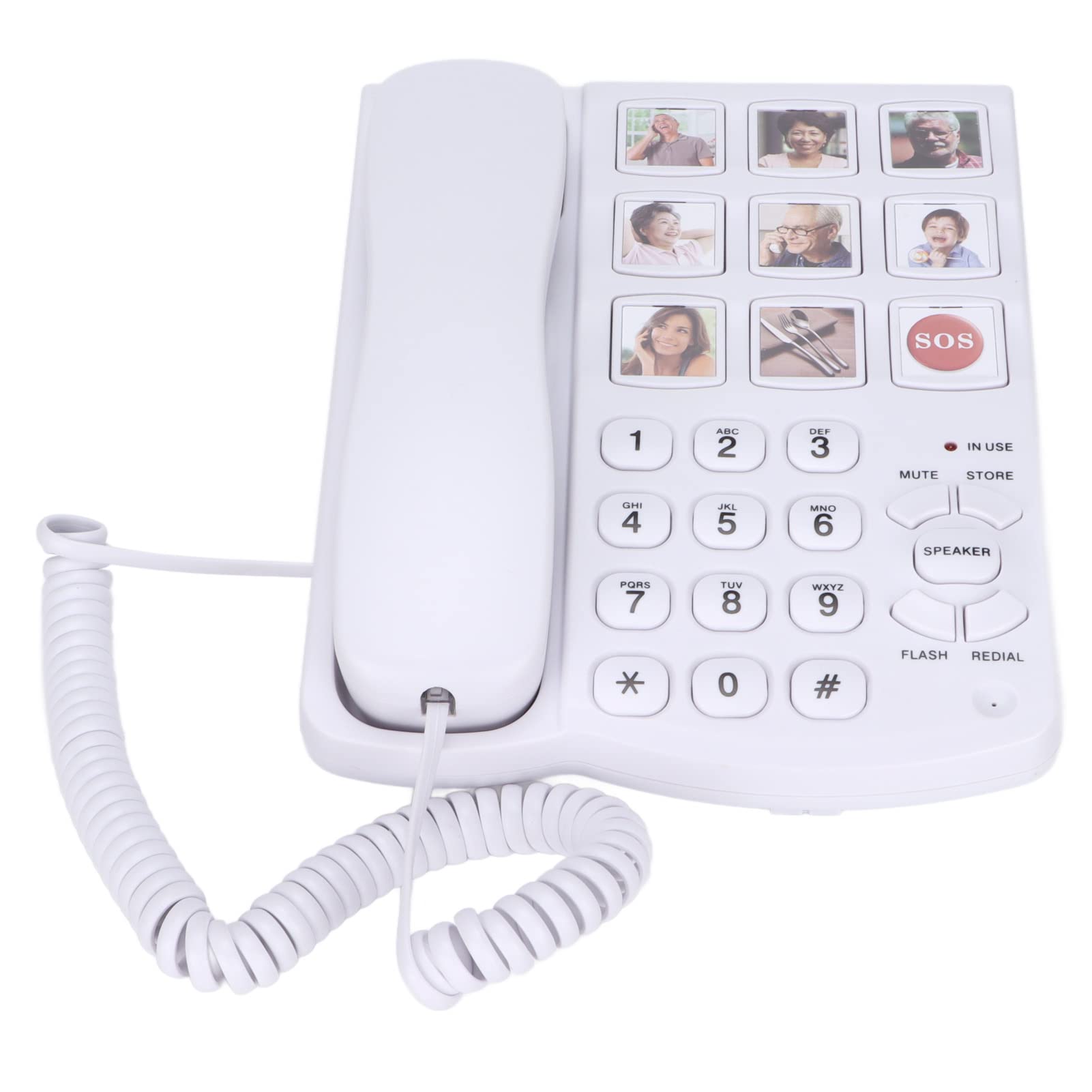 Annadue Big Button Telephone, Amplified Photo Memory Corded Landline for Seniors Elderly, Corded Desk Telephone Suitable for the Elderly with Impaired Vision and Hearing