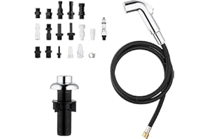 HOUTINGMAAN Houtingmann Kitchen Side Sprayer with Hose and Holder - Chrome Sprayer with 17 Adapters
