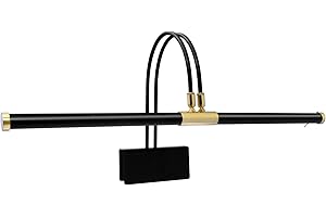 Cocoweb 22" Grand Piano Lamp, LED, Adjustable, Quality Lighting in Black with Brass Accents, with Plug-in Adapter - GPLED22D