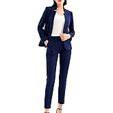 Marycrafts Women's Professional Stand Up Collar Blazer Pant Suits 2 Piece Set Business