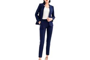 Marycrafts Women's Professional Stand Up Collar Blazer Pant Suits 2 Piece Set Business