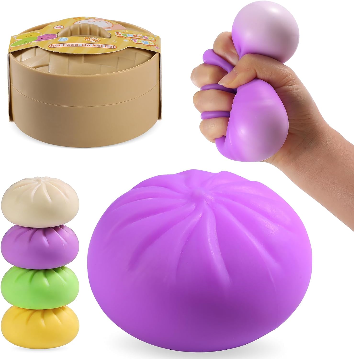 Squishy Dumpling Sensory Toys Mystery Dumpling Squishy Stress Relief Fidget Easter Gifts for Kids & Adults Anxiety Relief Squeeze Toy for Boys and Girls Easter Basket Stuffers for Teens (Purple)