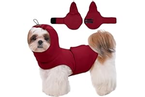 MIGOHI Dog Anxiety Relief Hoodie for Small Dogs, Lightweight Anxiety Vest with Ear Cover for Boys Girls, Breathable, for Fireworks, Travel, Separation, Flashing Lights, S,Red