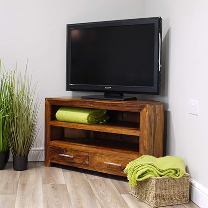 Indiana Solid Rosewood Corner Tv Unit Tv Stand Dark Wood Cube