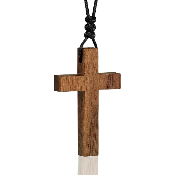 Amazon.com: Simple Natural Walnut Wood Cross Pendant Necklace for