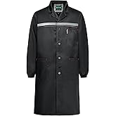 Yukirtiq Men's Lab Coats Reflective Long Warehouse Coats DIY Garage Painter Laboratory Coat Scientist Work Smock