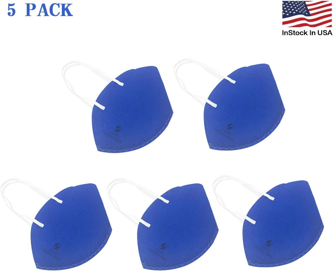 Disposable Face ɴ~95 ᴍᴀ sᴋ for ɢerm Protection, Blue Safety ᴍᴀ sᴋs Mouth Cover for Dust and Pollen Protection, Suitable for Personal Protection 5 Pcs
