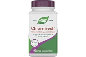 NATURE'S WAY Nature’s Way Chlorofresh Chlorophyll Concentrate, Chlorophyll Supplements, Supports Detox Pathways* & Healthy Skin*, Chlorophyllin Copper Complex, Internal Deodorant*, 90 Softgels (Packaging May Vary)