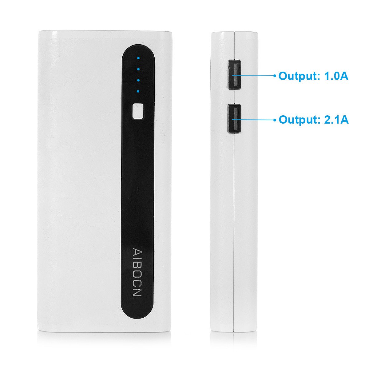 Aibocn Slim Power Bank 10000mAh, USB Portable Charger Compact 10000 Power Pack with Flashlight, Dual USB Ports External Battery Pack for Mobile Phones and Tablet