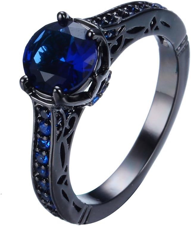 JunXin jewelry Single Round Main Stone Women Engagement Ring Sapphire Color
