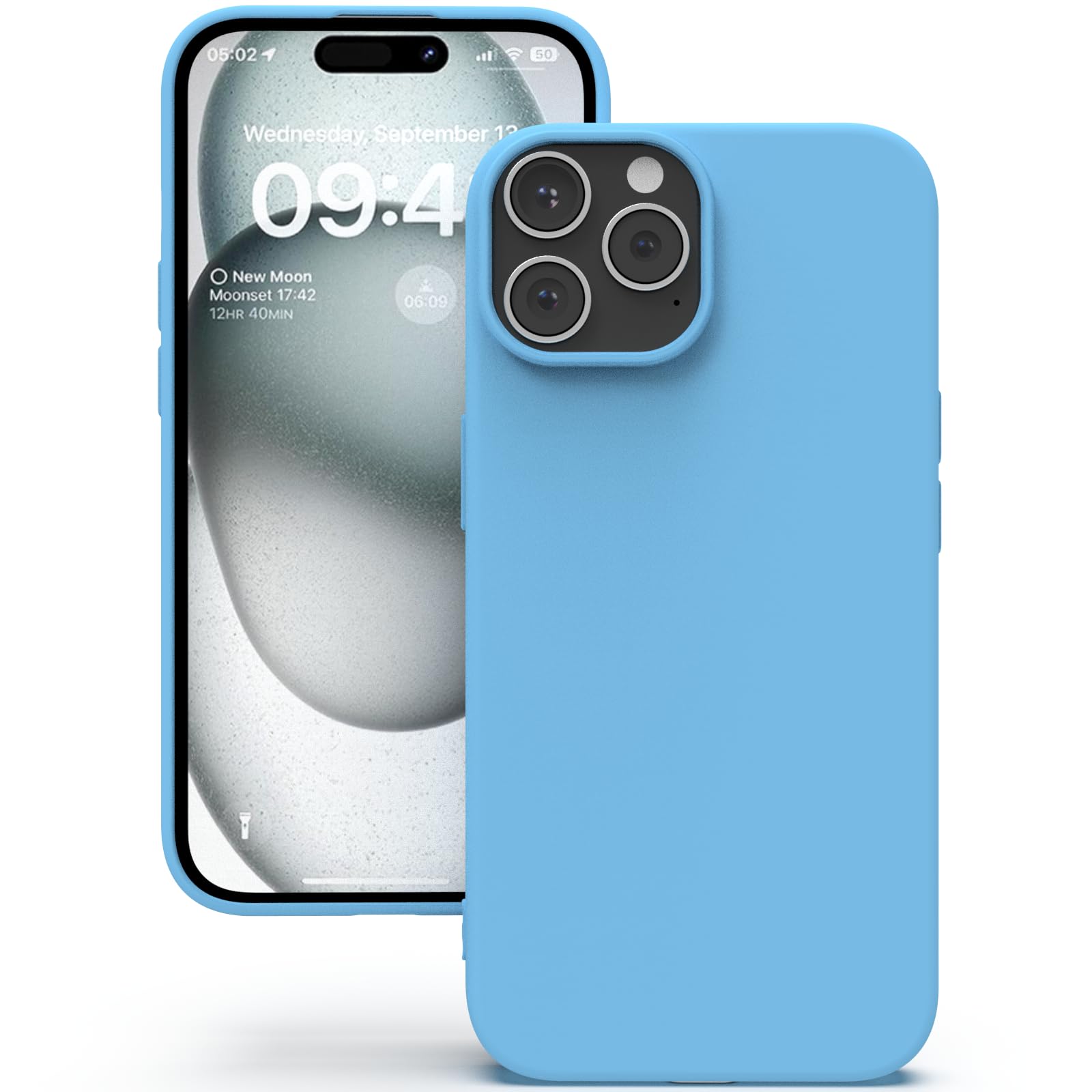 YATWIN Silicone Case for iPhone 15 Pro, Soft-Touch, Shockproof, DustProof, Antiskid Full Body Armour Phone Cover for Apple iPhone 15 Pro - Sky Blue — image 1