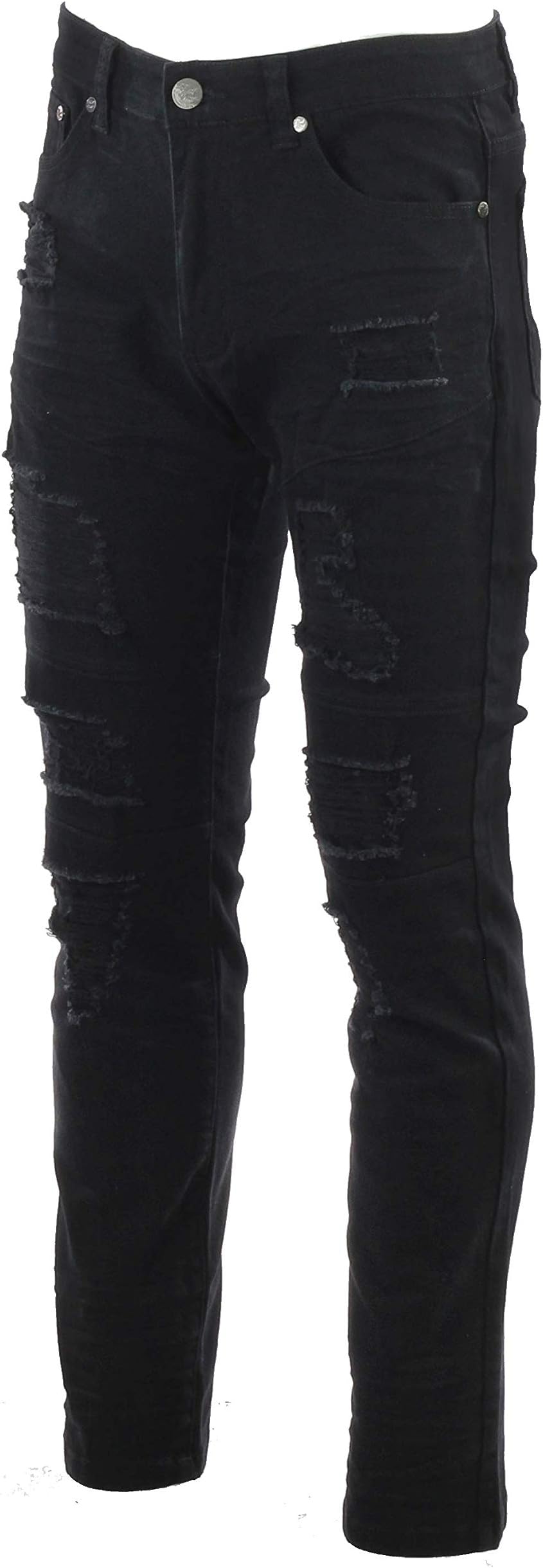 Blind Trust Ripped Distressed Slim Fit Color Jeans (Black, 54)