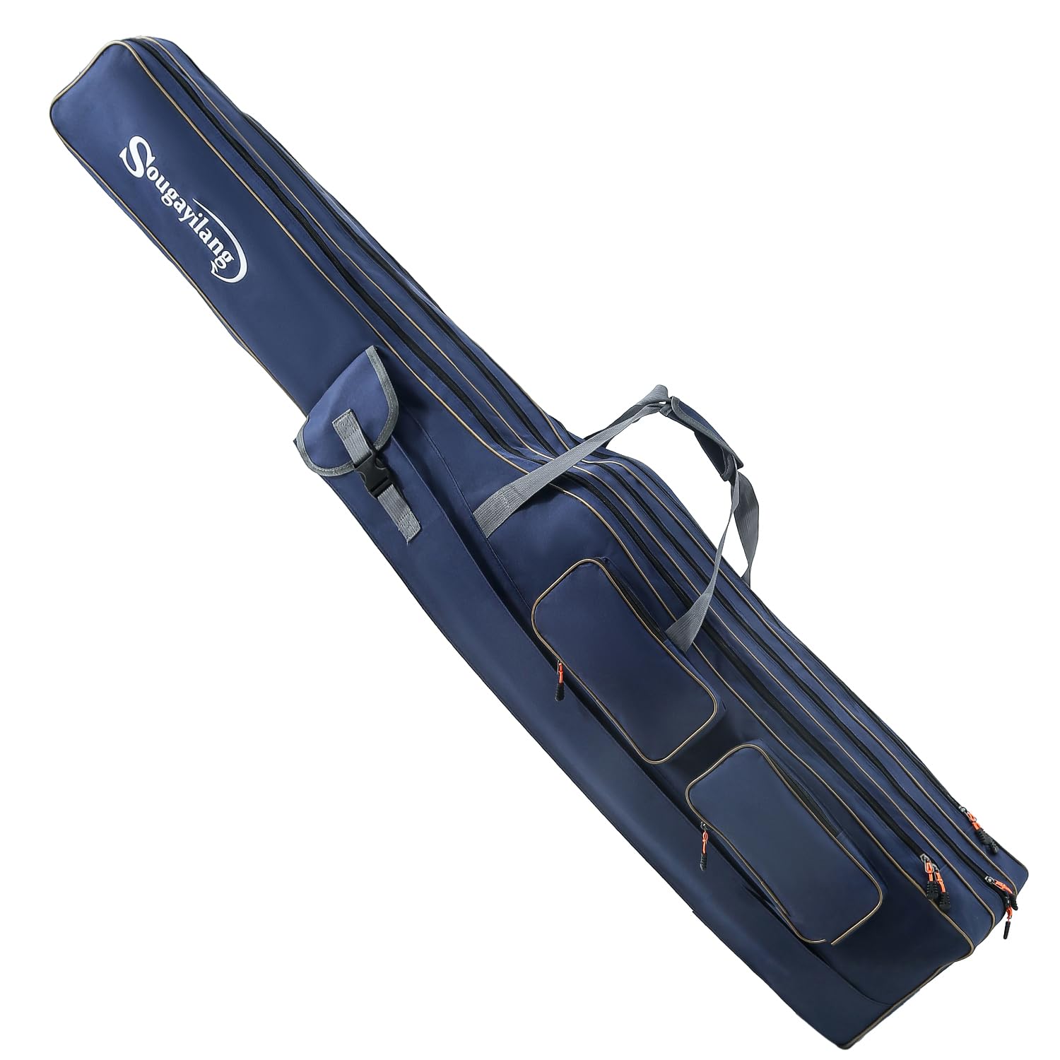 Sougayilang Portable Folding Fishing Rod Bag - 3-Layer Large Capacity Tackle Storage - 165cm - Blue