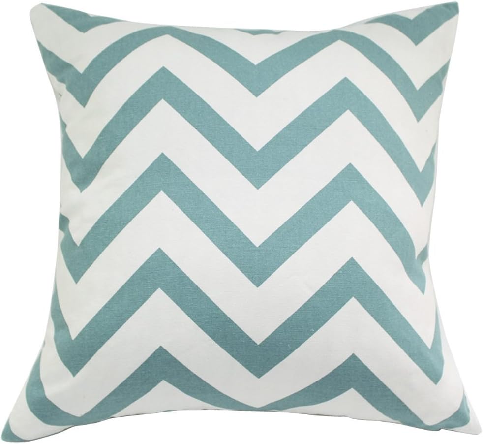 sykting 2pcs 18" X 18" Square Chevron Stripe Throw Pillow Cover Cushion Case Home Decoration Aqua