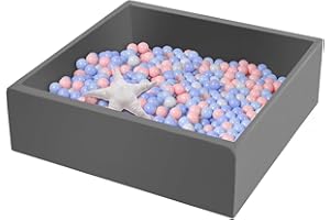 UHAPPYEE Extra Large Square Foam Ball Pit for Toddler, 47"x47"x14" Soft Ball Pit Poool with Removable Cover, Indoor Memory Sponge Ball Playpen Without Balls - Dark Gray