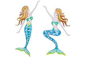 Dreamskip Metal Mermaid Wall Art, Ocean Indoor/Outdoor Art, Fish Wall Art for Bathroom, Kitchen, Garden & Pool (2 Pcs)