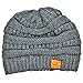 Charcoal Grey Over-Sized Slouchy Cable Knit Unisex Beanie Cap Hat