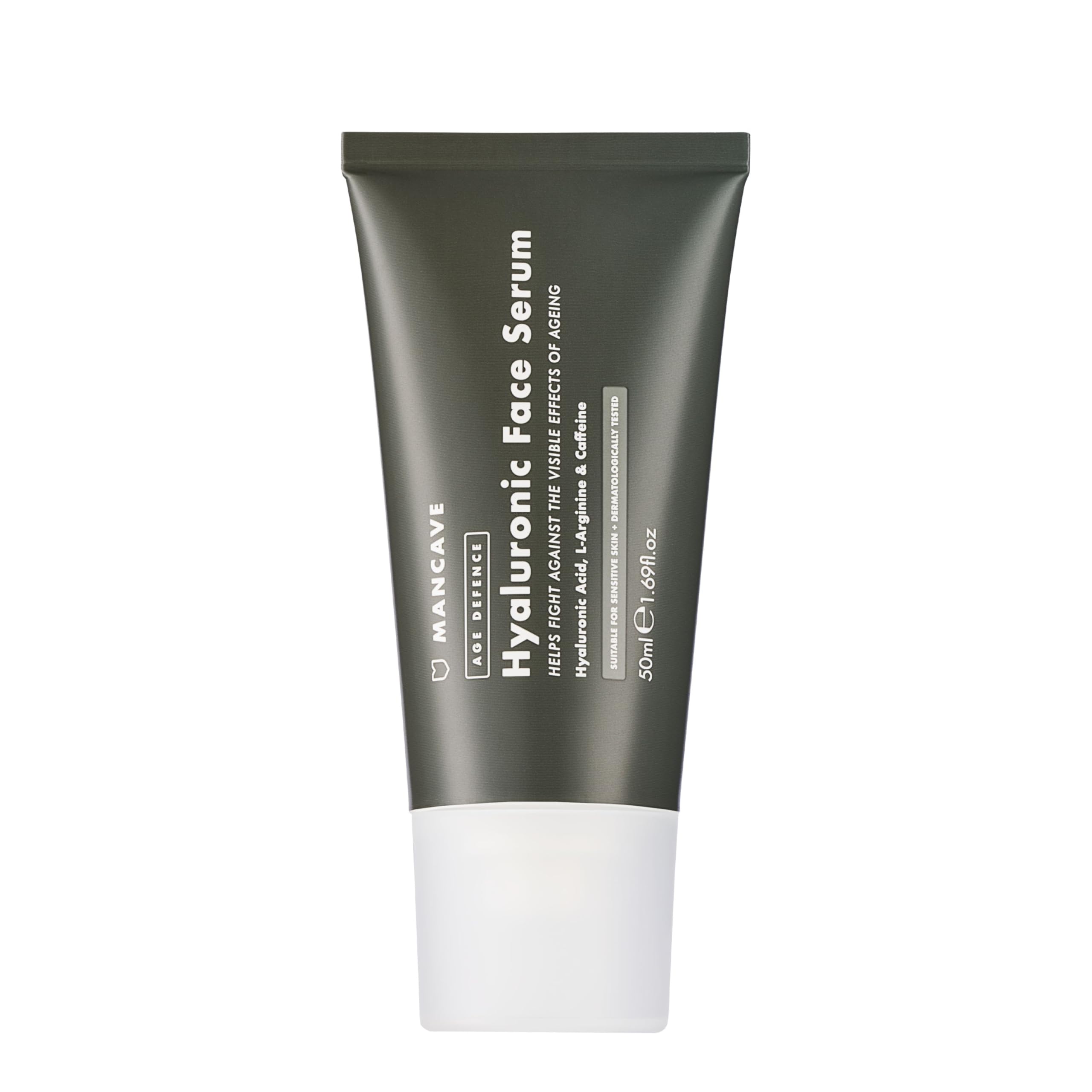 ManCave Hyaluronic Acid and Caffeine Anti-Aging Face Serum 50ml, Formulated to reduce the Appearance of Fatigue and Enhance Damaged Skin with Caffeine and Glycogen, Vegan Friendly, Made in the UK
