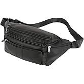 ZZNICK Genuine Leather Fanny Pack/Waist Bag/Organizer with Adjustable Belt, Multiple Pockets For Men and Women
