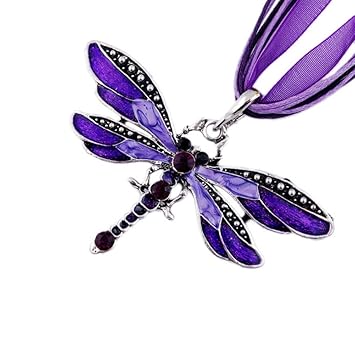 Download Amazon Com Akoak Fashion Creative Bohemian Jewelry Ethnic Multi Layer Chain Colorful Enamel Dragonfly Pendant Necklace Purple Beauty