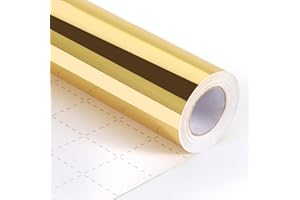 DONYANG Gold Christmas Wrapping Paper, 17inch x 33ft Solid Color Metallic Lustre Paper, Gold Gift Wrapping Paper with Grid Cutting Lines Perfect for Birthday, Wedding, Valentine, Baby Shower, Arts & Crafts