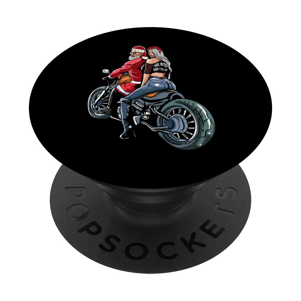 Santa And Mrs Claus Motorcycle Gift Christmas Biker PopSockets PopGrip: Swappable Grip for Phones & Tablets