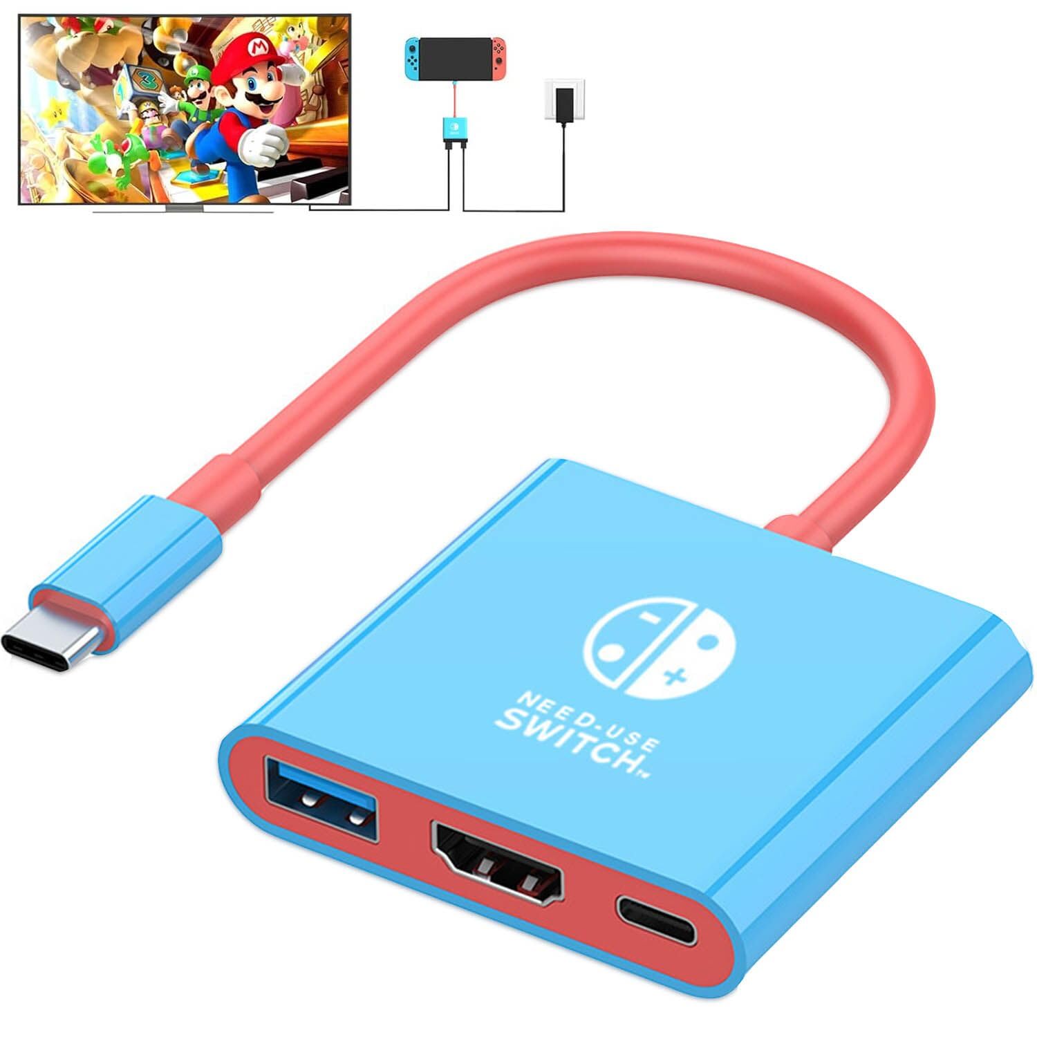 Switch Dock, TV Docking Station for Nintendo Switch/Switch OLED/Steam Deck, 4K@30HZ/1080P@60HZ Portable Switch TV Dock with PD 100W Charging, USB 3.0 Port（3-in-1