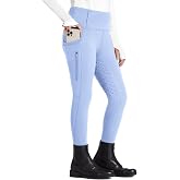 FitsT4 Sports Girls Riding Pants Full Seat High Waist Equestrian Breeches | Silicone Grip, 3 Large Pockets, 4-Way Stretch, Elastic Waistband, Belt Loops,Kids Horse Riding Training Lessons Shows