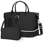 Leather Weekender Bags for Women, Travel Duffel Bag PU Overnight Bag Carry On Tote Bag with Shoe Compartment Wet Pocket
